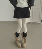 Soft Fur Fluffy Back Banding Mini Skirt