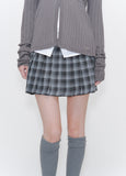 Pocket layered check skirt