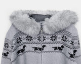 Newa Nordic Fur Two-Way Knit Hooded Zip-Up