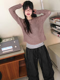 Furba Pintuck Shirred Raw Denim Two-Way Long Wide Jogger Pants