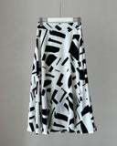 Arta Pattern Banding Flare Skirt