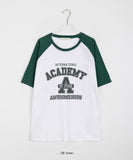 Wenta Lettering Color Matching Raglan Short Sleeve Tee