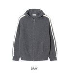 Hui hairy track hood knit zip-up