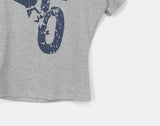 Epee Crack Print Off-Shoulder Short Sleeve T-Shirt