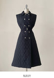 Erne Quilting Collar Lightweight Padding Vest One Piece (Belt Set)
