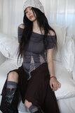 Lace unbalanced cutting skirt