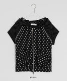Shawly Dot Short Sleeve Hood Zip-Up