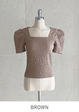 Brea Wrinkle Puff Square Short Sleeve Tee Blouse
