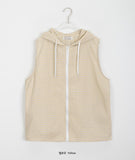[BAONHAUS] Prive Check Zip-Up Hood Vest