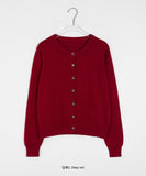 Kyudijeu Color Round Plain Knit Cardigan