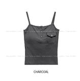 Nev one pocket button crop sleeveless (with cup)