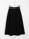 Suab Belt Pintuck Long Skirt