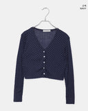 Lining Dot V-neck See-through Crop Cardigan