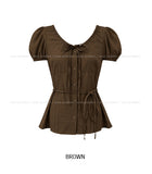 May Ribbon Pintuck Puff Blouse