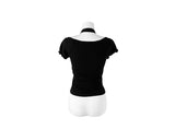 [Scarf set] Junku Lace Shirring Short Sleeve T-Shirt Set