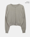 Uran bean button round neck long sleeve cardigan
