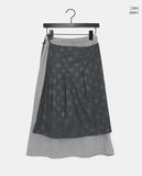Kiko Dot Nylon Layered Pleated Midi Skirt