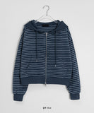 Nikio Two Way Brushed Stripe Hood Zip-Up