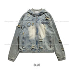 Chris Damage Hooded Denim Jacket