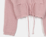 Keyshall string wavy round knit cardigan