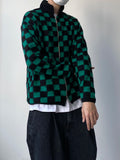 Mohair Checker Knit Zip-Up