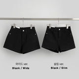 Slim-line fit A-line Fit Black Basic Cotton Shorts