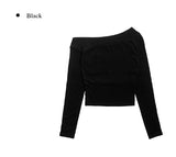 [MADE] Mecca Button Unbalanced Off-Shoulder Slit T-shirt