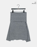 Smin wool mohair fold off-shoulder knit