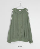 Mikel Track Linen Hood Zip-Up Cardigan