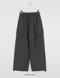 [unisex] Dihen banding string brushed wind cargo pants