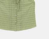 Linda Check Pintuck Ribbon Frill Blouse