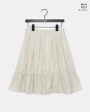 Toddy Pintuck Lace Flare Back Banding Midi Skirt