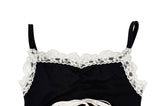 Conma Lace Shirred Ribbon Ribbed Sleeveless
