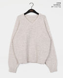 Kinshu cozy Abang fit V-neck nit