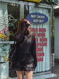 Layered see-through knitwear hoodie