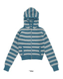 HAIRY STRIPE HOOD ZIP-UP