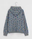 Hots High Neck Button Dot Hooded Knit