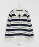 Neneki Wool Stripe Button Knit