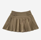 Eyelet Belt Pleats Skirt
