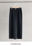Casey H Ribbed Knit Long Skirt (Belt set)
