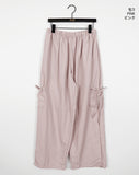 Uble ribbon cargo pocket nylon wide pants