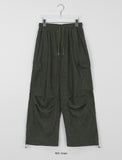 [unisex] Kakoni banding string corduroy wide parachute cargo pants