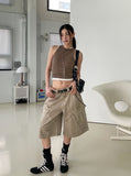 [U-BASIC] Basic Baldy Ribbed Crop Mango Sleeveless