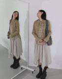 [MADE] Dilly Pile Color Matching Unbal A-line Layered Midi Skirt