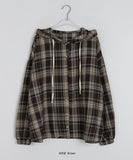 [unisex] Hikki Check Over Hood Shirt