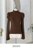 [Spanjjangjjang] Keppel Shirring Half-Neck Fleece T-Shirt