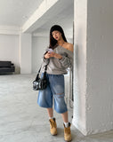 Shark Cutting Bermuda Denim Pants