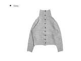 Furred High Neck Collar Knit Cardigan
