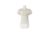 Melville Dot Wrinkle Puff Short Sleeve Blouse
