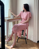 Nadine Seersucker Tulip Wrap One Piece